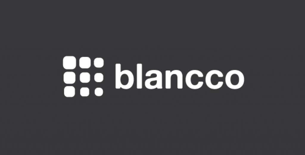 The white logo for BLANCCO on a grey background.