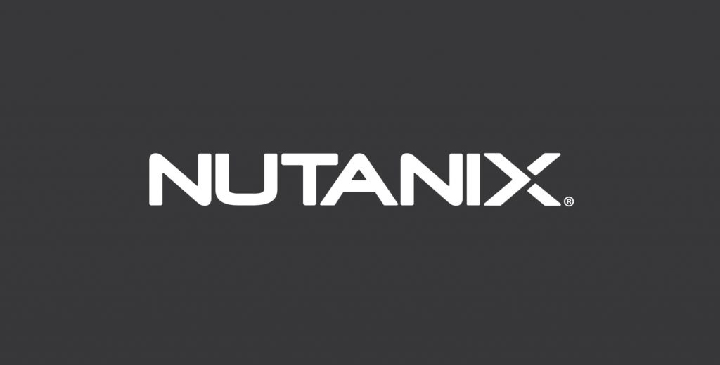 The white logo for NUTANIX on a grey background.